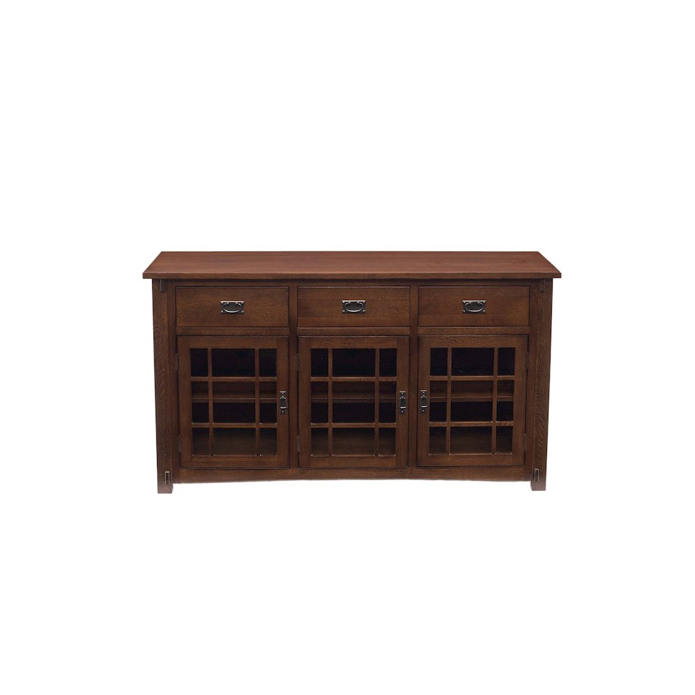 Craftsman Mission Solid Oak Sideboard - 65" - Walnut Stain. Picture 2
