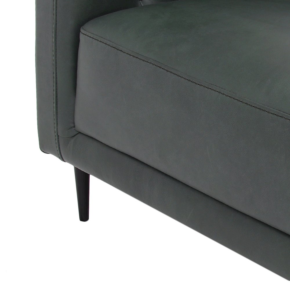 Lucius Top Grain Leather 1.5 Arm Chair - Green. Picture 3