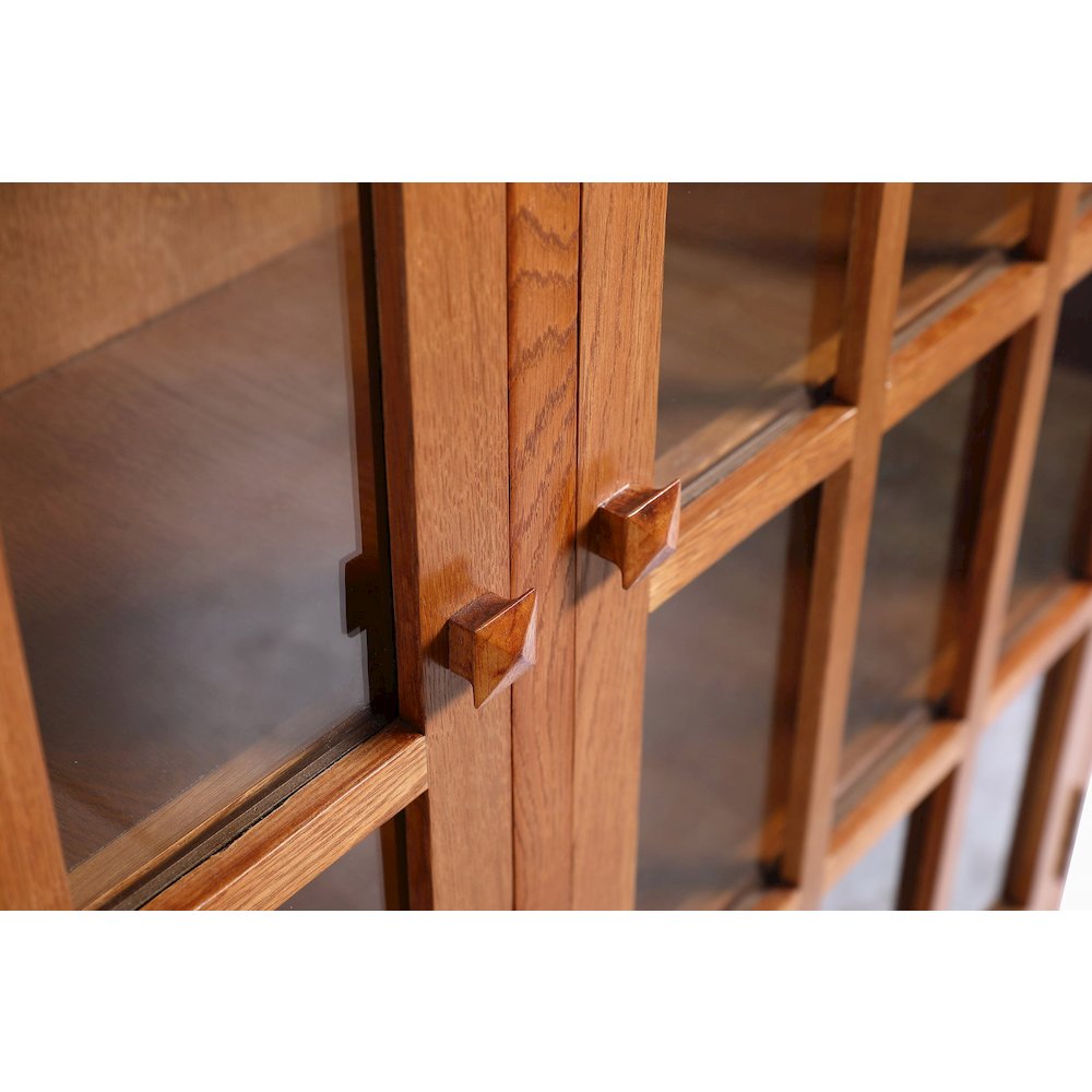 Mission Oak 2 Door Bookcase with Glass Doors - Michael's Cherry. Picture 3
