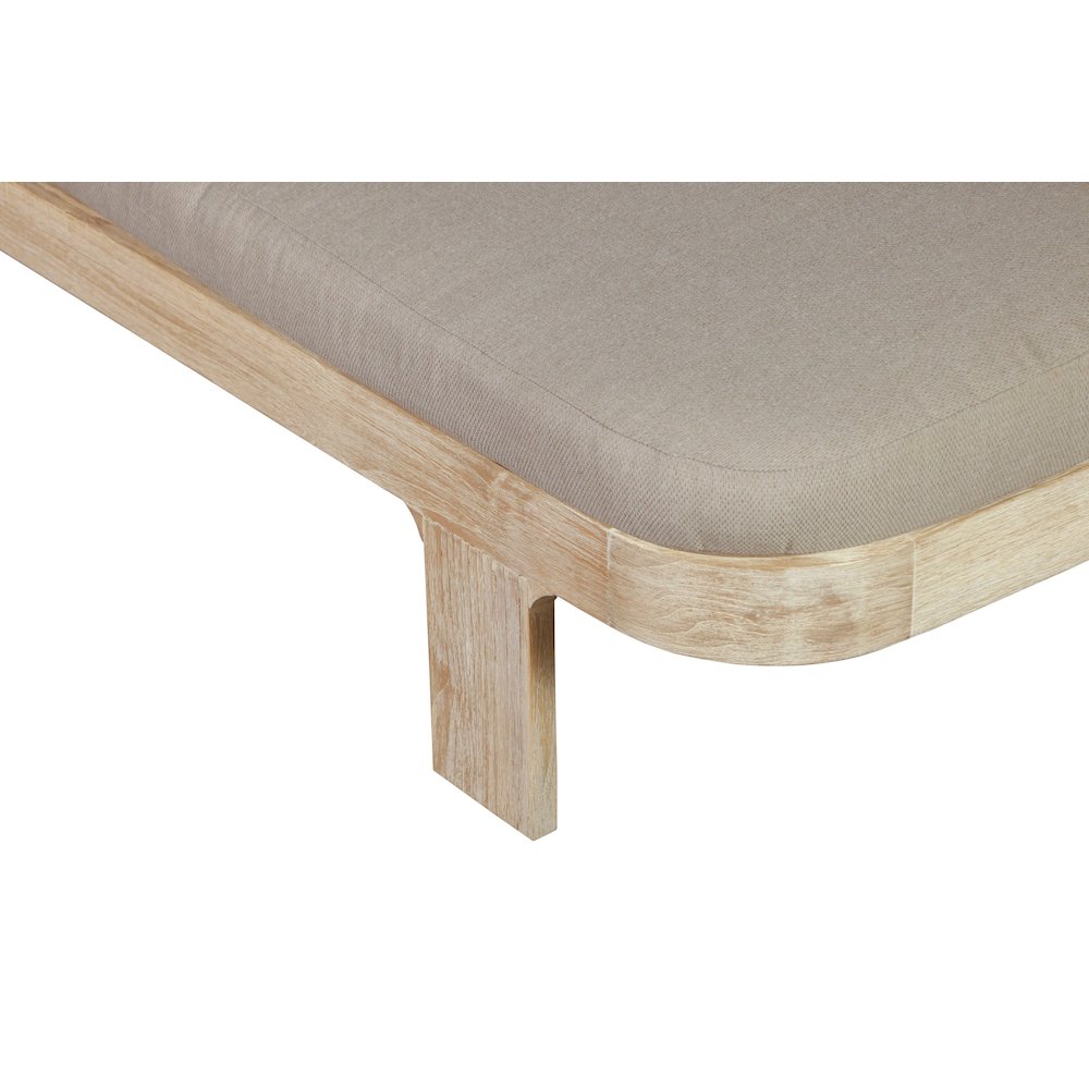 Eclipse Outdoor Solid Teak Wood Natural Look Sun Lounger  - Grey Fabric. Picture 5