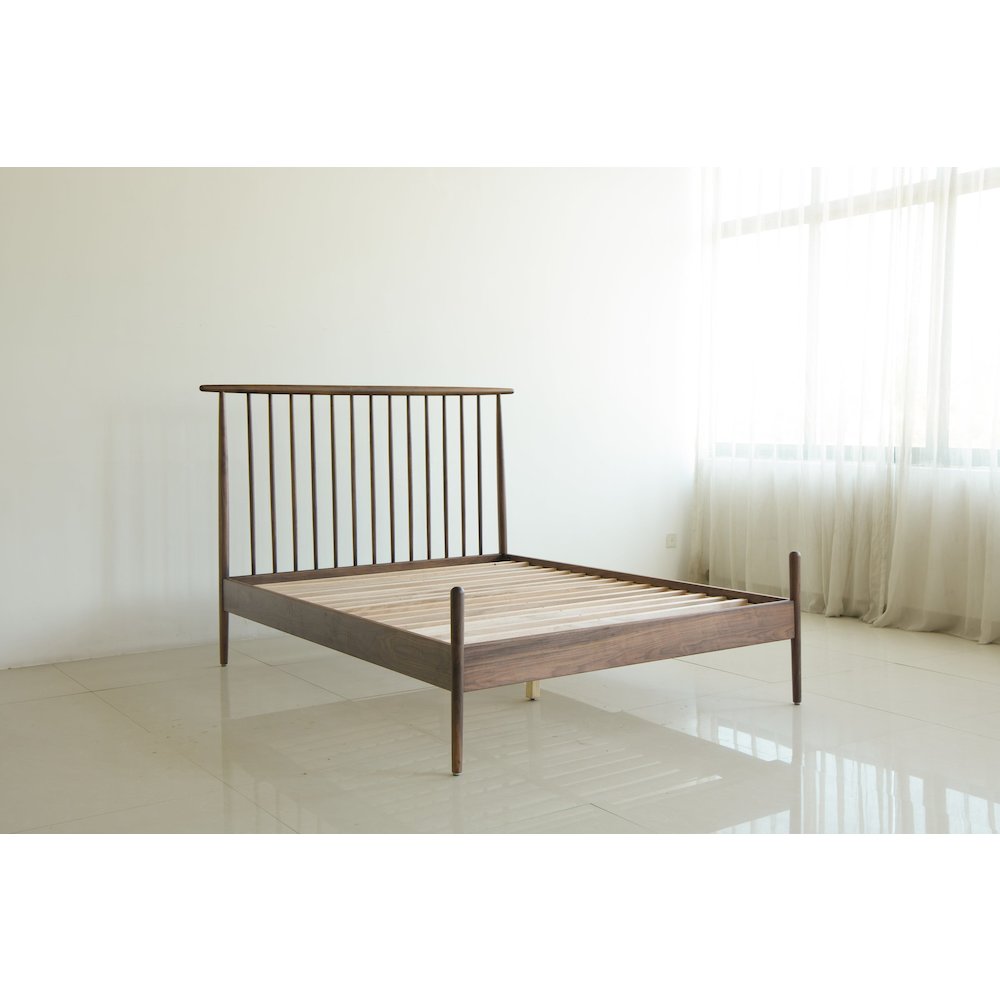 Midcentury Queen Bed with Two nightstands - Solid Black Walnut. Picture 1