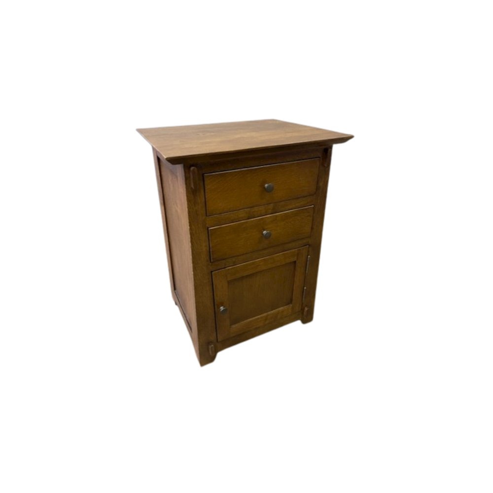 Mission Style Tapered Leg 2 Drawer Nightstand. Picture 1