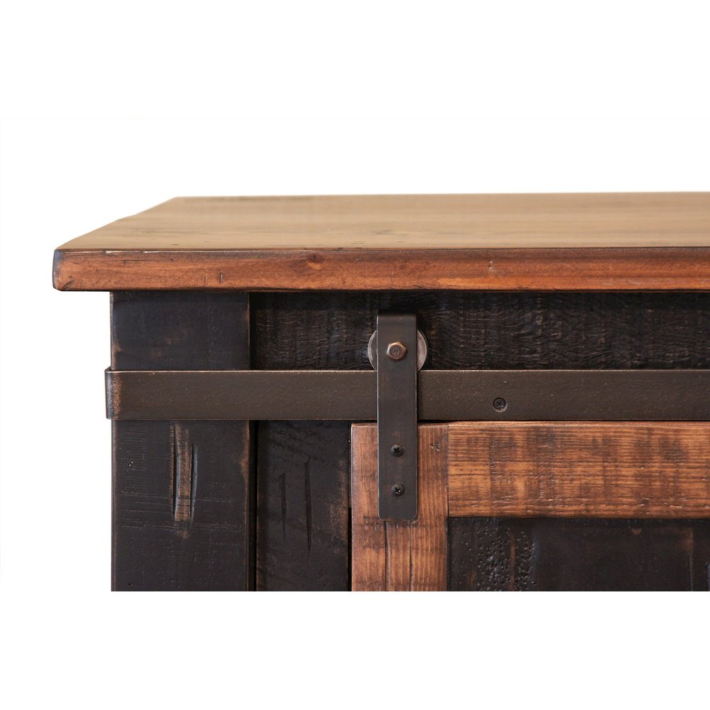 Greenview Sliding Door Distressed Black TV Stand - 80 inch. Picture 1