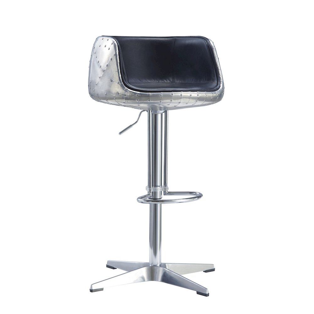 Aviator Adjustable Height Bar Stool - Leather & Metal. Picture 2