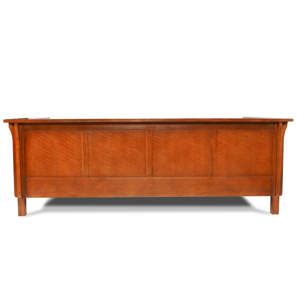 Craftsman Cubic Panel Side Sofa - Chestnut Brown Leather. Picture 3