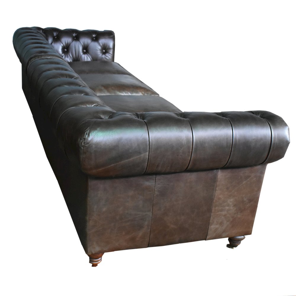 Century Chesterfield Sofa - Dark Brown Leather - 118". Picture 3