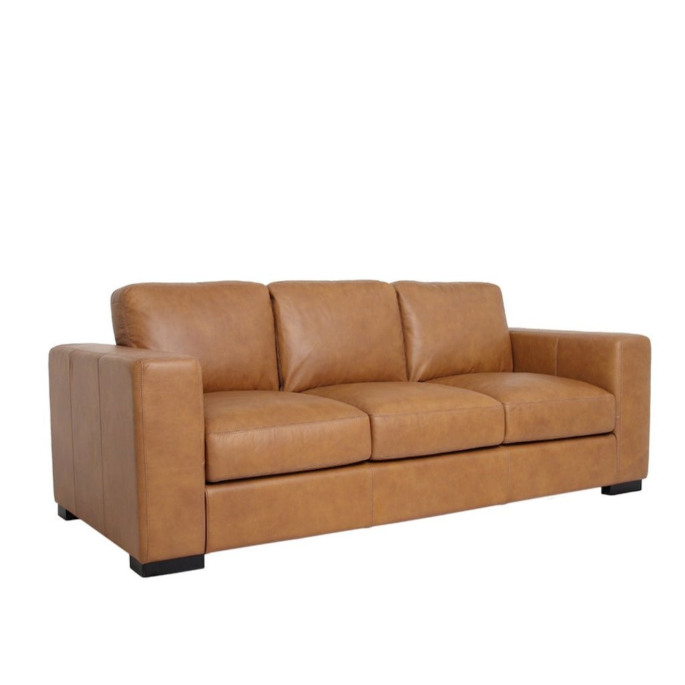 Argento Top Grain Leather Sofa - Tan. Picture 1