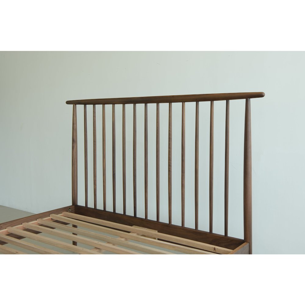 Midcentury Queen Bed with Two nightstands - Solid Black Walnut. Picture 2