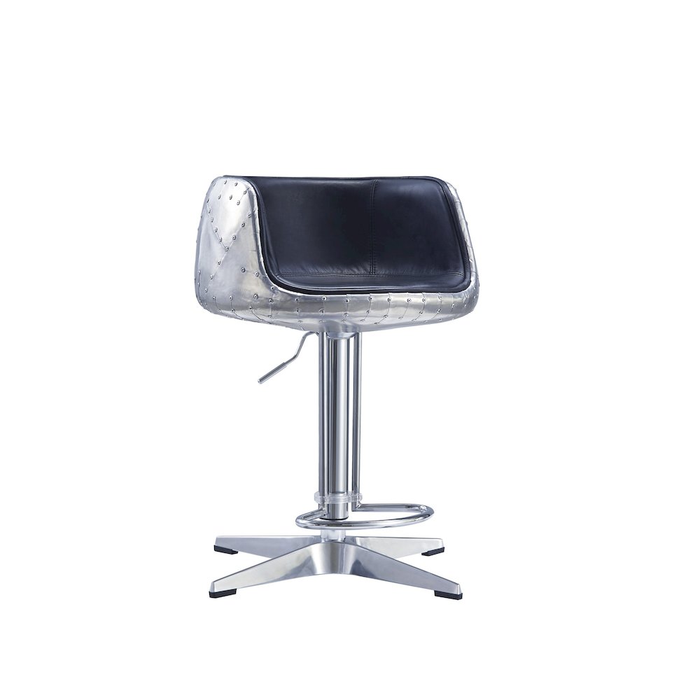 Aviator Adjustable Height Bar Stool - Leather & Metal. Picture 1