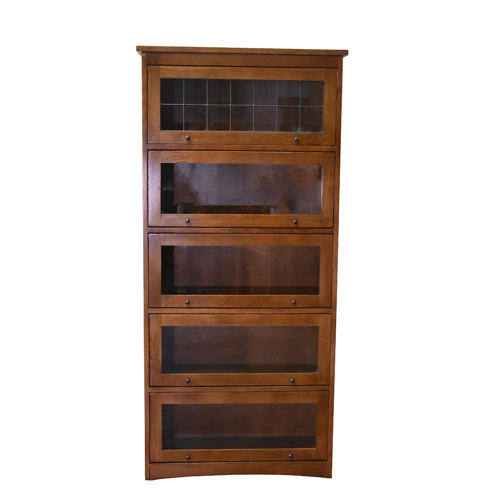 Mission Craftsman Style Oak Barrister Bookcase - 5 Stack - Michael's Cherry. Picture 2