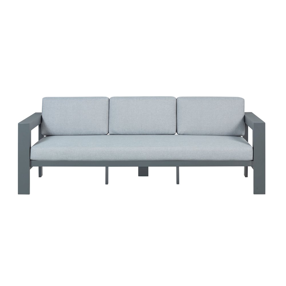 Sardinia Aluminum Frame Outdoor Sofa - Gray Cushions. Picture 1
