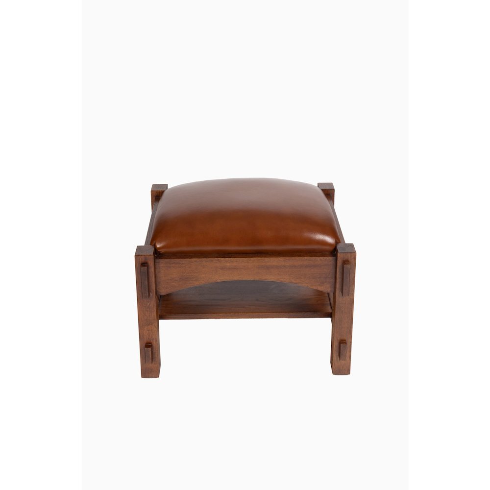 Craftsman / Mission Mortise and Tenon Foot Stool - Russet Brown Leather. Picture 2