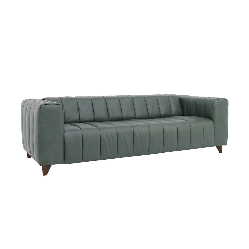 Octavia Top Grain Leather Sofa Green. Picture 1