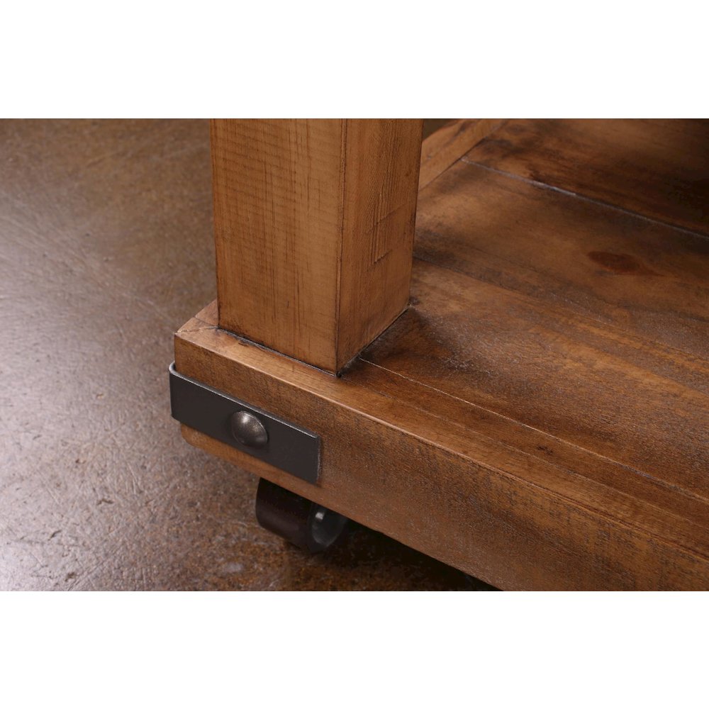 Larson Cross Bar Coffee Table with Caster Wheels. Picture 2