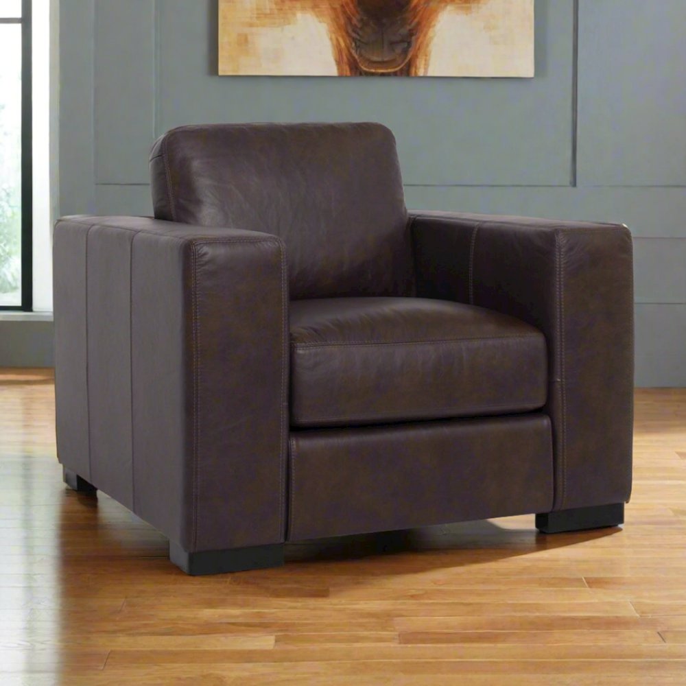 Argento Top Grain Leather Arm Chair - Brown. Picture 2