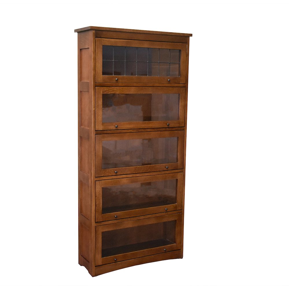 Mission Craftsman Style Oak Barrister Bookcase - 5 Stack - Michael's Cherry. Picture 1
