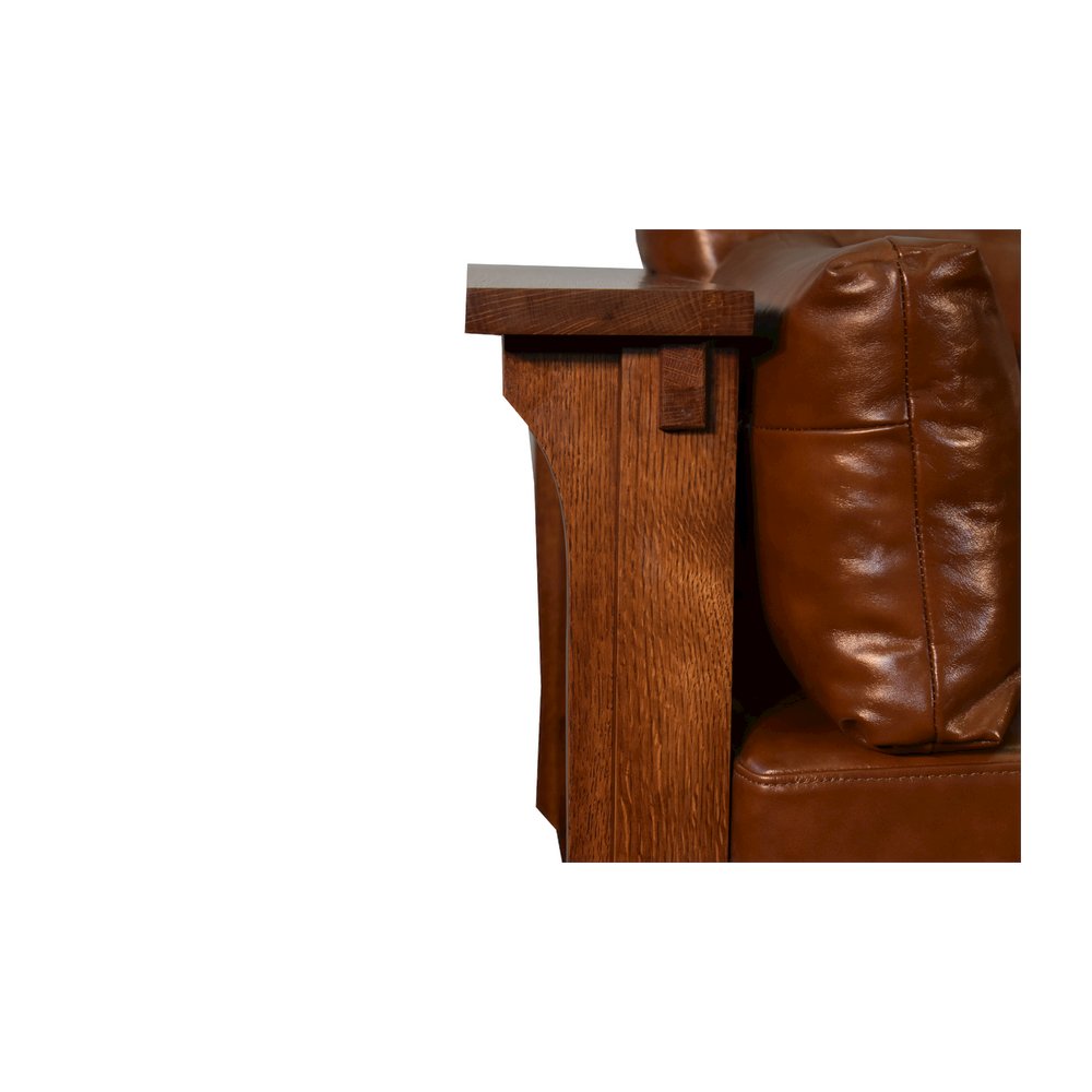 Crofter Style Sofa - Solid Quarter Sawn White Oak And Leather Cushions. Picture 3
