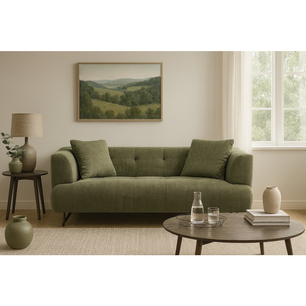 Arden Collection Modern Fabric 3-Seater Sofa - Green. Picture 4