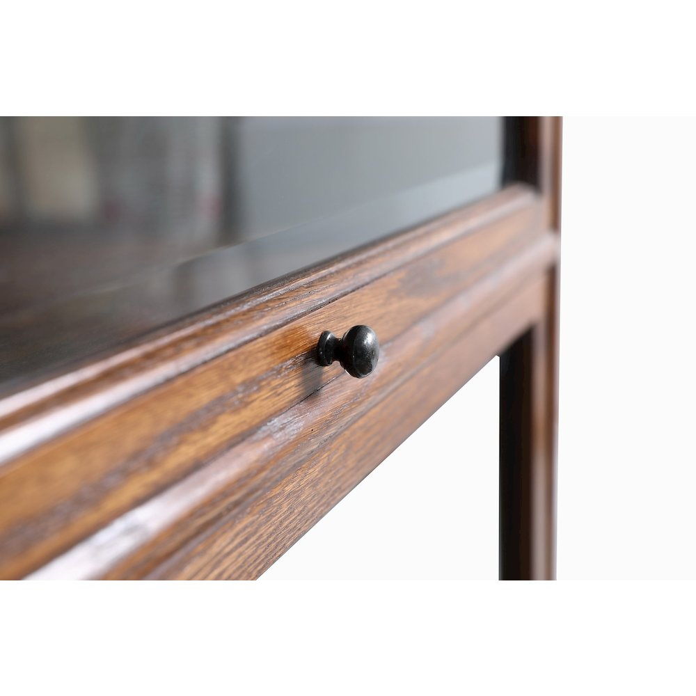 Mission Style Oak Barrister Bookcase 5 Stack-Leaded Glass in Walnut. Picture 4