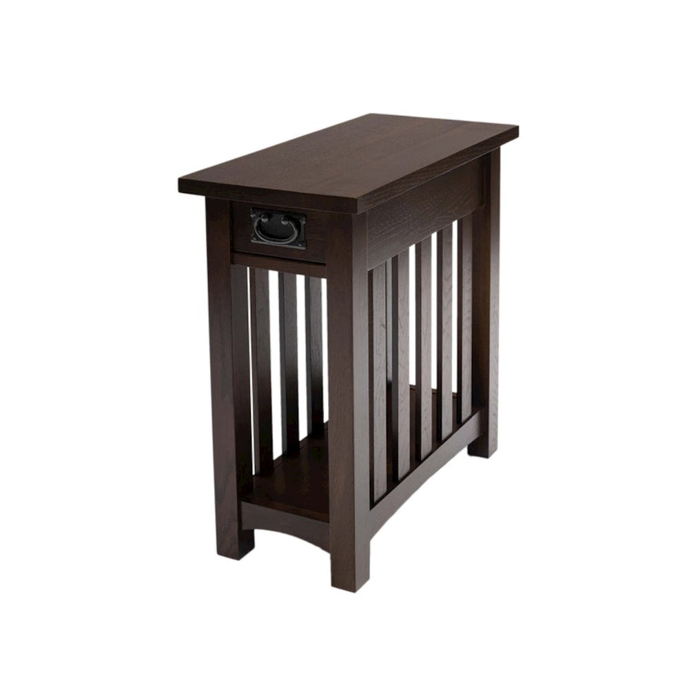 Mission Arts & Crafts 1 Drawer Side Table Walnut. Picture 1