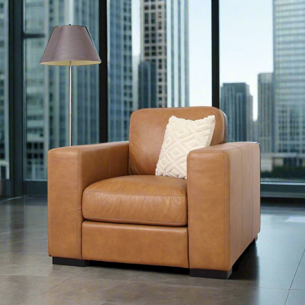 Argento Leather Arm Chair Tan. Picture 2
