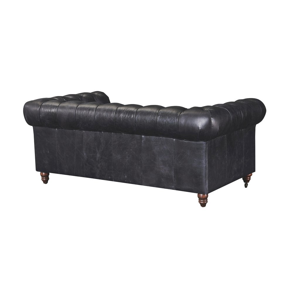 Century Chesterfield Love Seat - Slate Leather. Picture 3