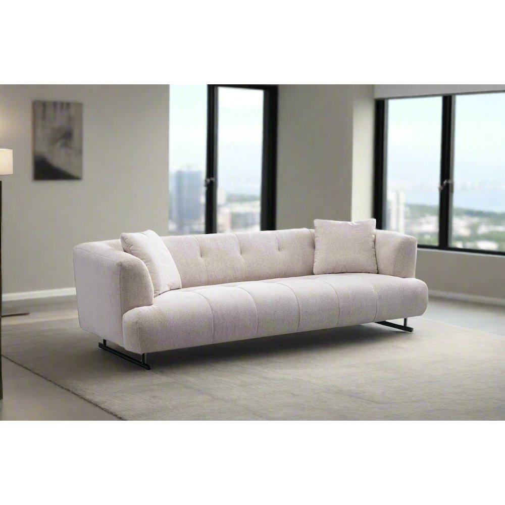 Arden Collection Modern Fabric 3-Seater Sofa - White. Picture 3