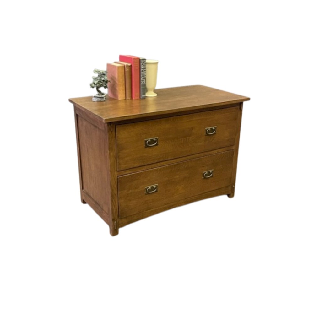 Mission Oak 2 Drawer Lateral File Cabinet - Michael's Cherry. Picture 3