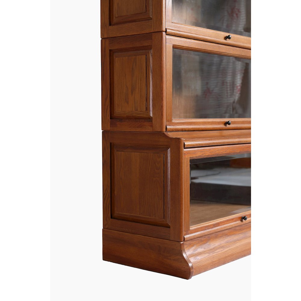 Mission Style Oak Barrister Bookcase 5 Stack-Leaded Glass in Michael's Cherry. Picture 3
