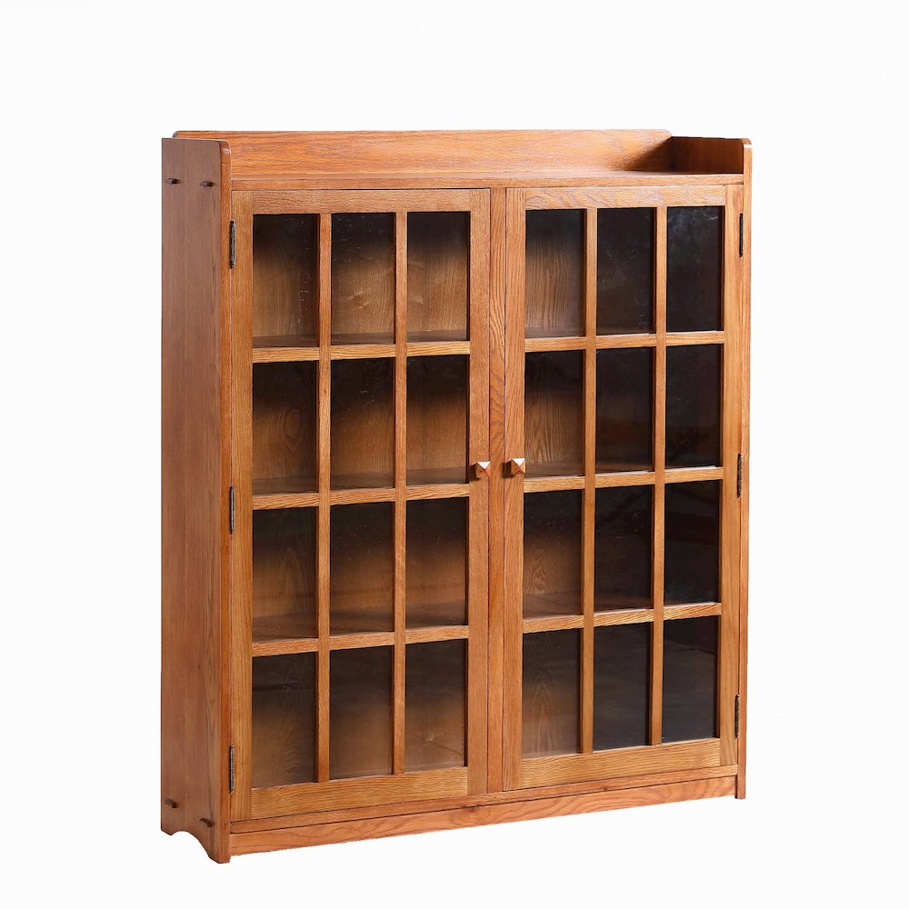 Mission Oak 2 Door Bookcase with Glass Doors - Michael's Cherry. Picture 2