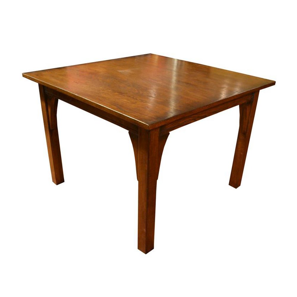Mission Style White Oak Square Dining Table Walnut. Picture 1