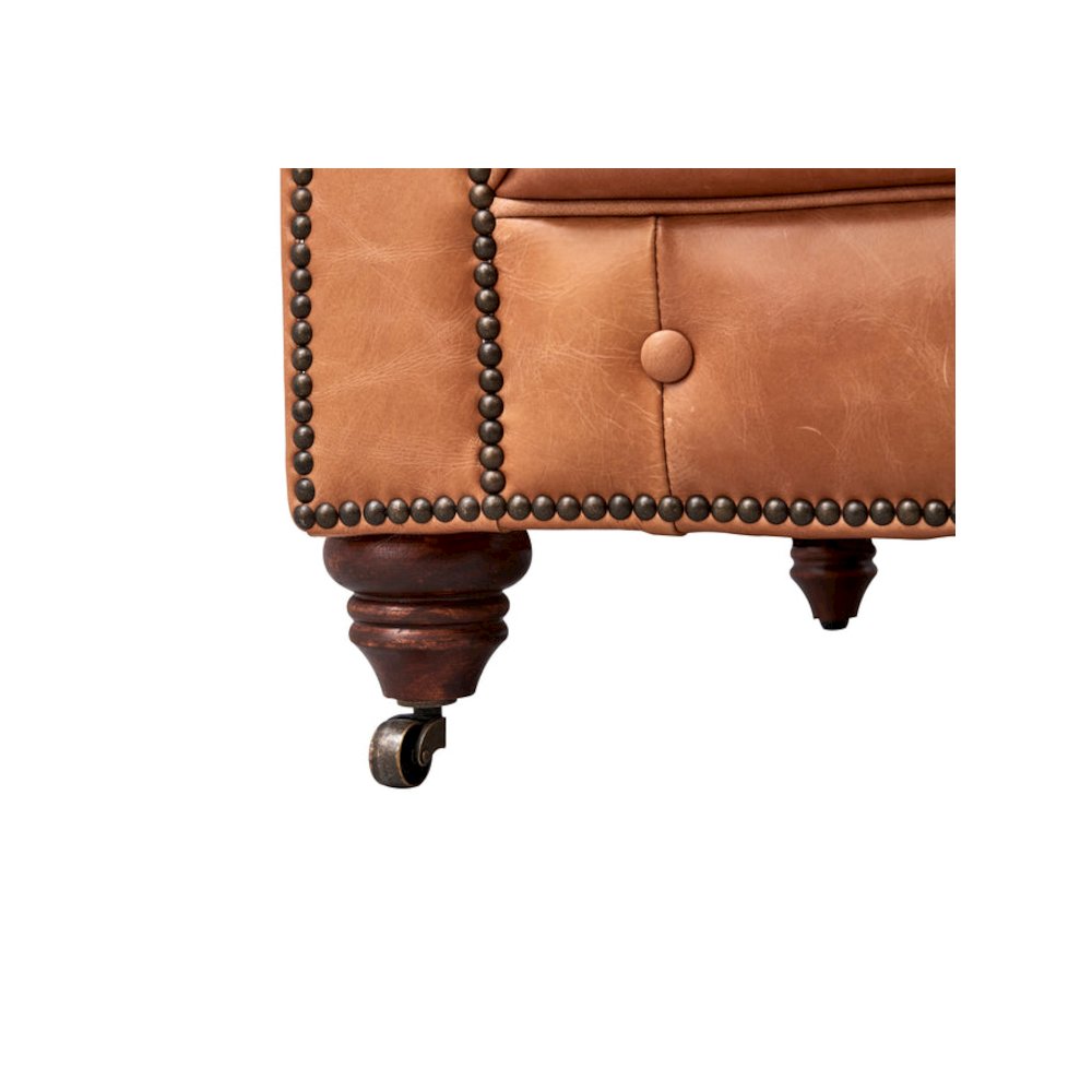 Century Chesterfield Arm Chair - Light Chestnut Leather. Picture 3