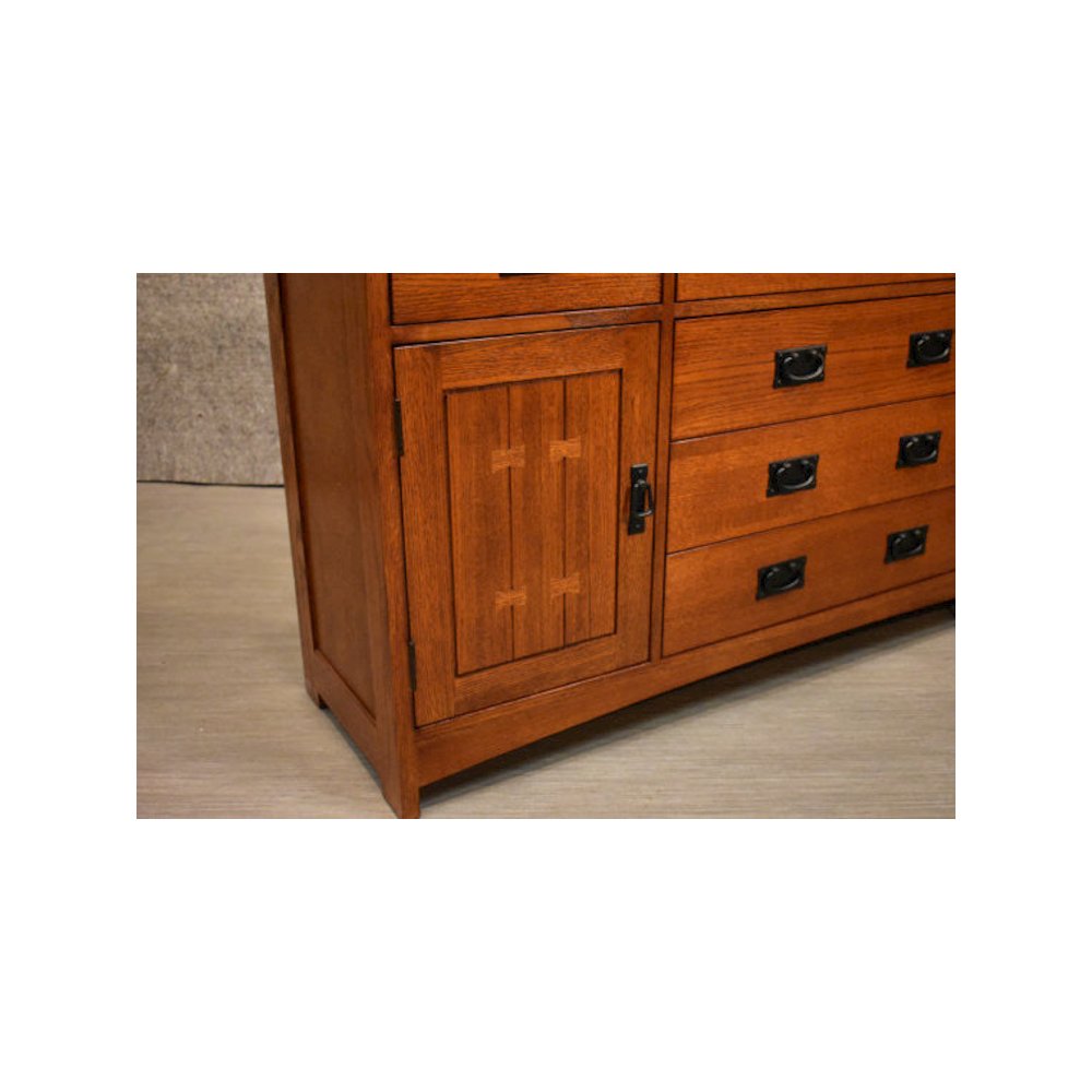Mission Quarter Sawn Oak 6 Drawer Sideboard - 62" - Michael's Cherry. Picture 3