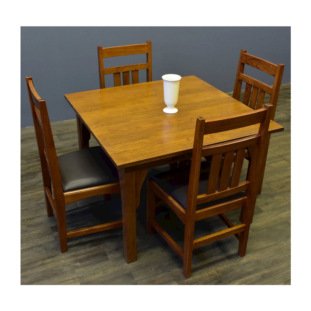 Mission Style White Oak Square Dining Table - Michael's Cherry. Picture 3