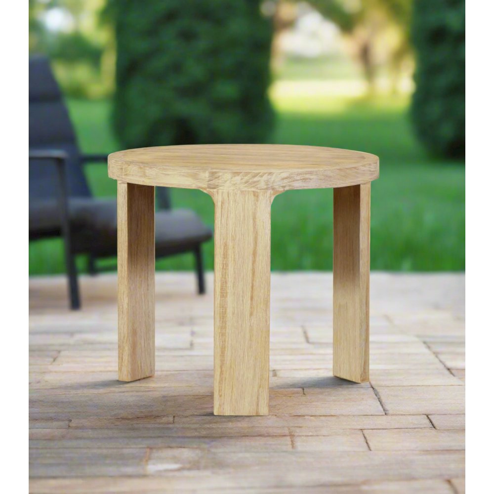 Eclipse Outdoor Solid Teak Wood Natural Look End Table. Picture 2