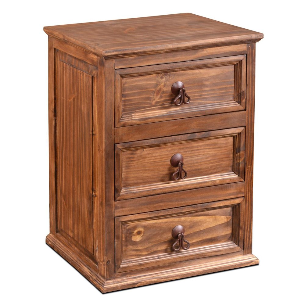Set of 2 Montclare 3 Drawer Nightstand - Brown Wax. Picture 1