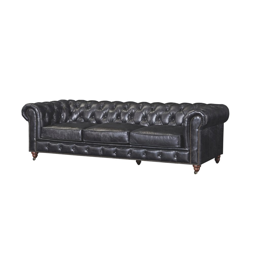 Century Chesterfield Sofa - Slate Leather. Picture 1