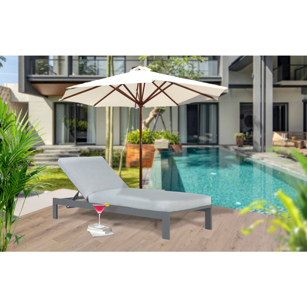 Sardinia Outdoor Chaise with Aluminum Metal Frame - Gray. Picture 2