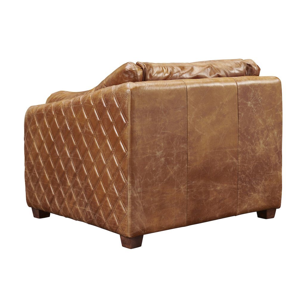 Waco Rustic Modern Arm Chair - Light Brown Leather. Picture 3