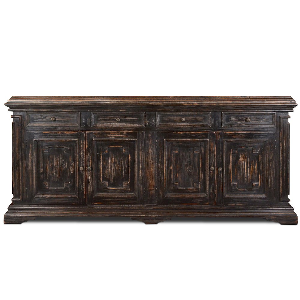 Victoria 4 Drawer, 4 Door Sideboard - Rustic Black - 91". Picture 1