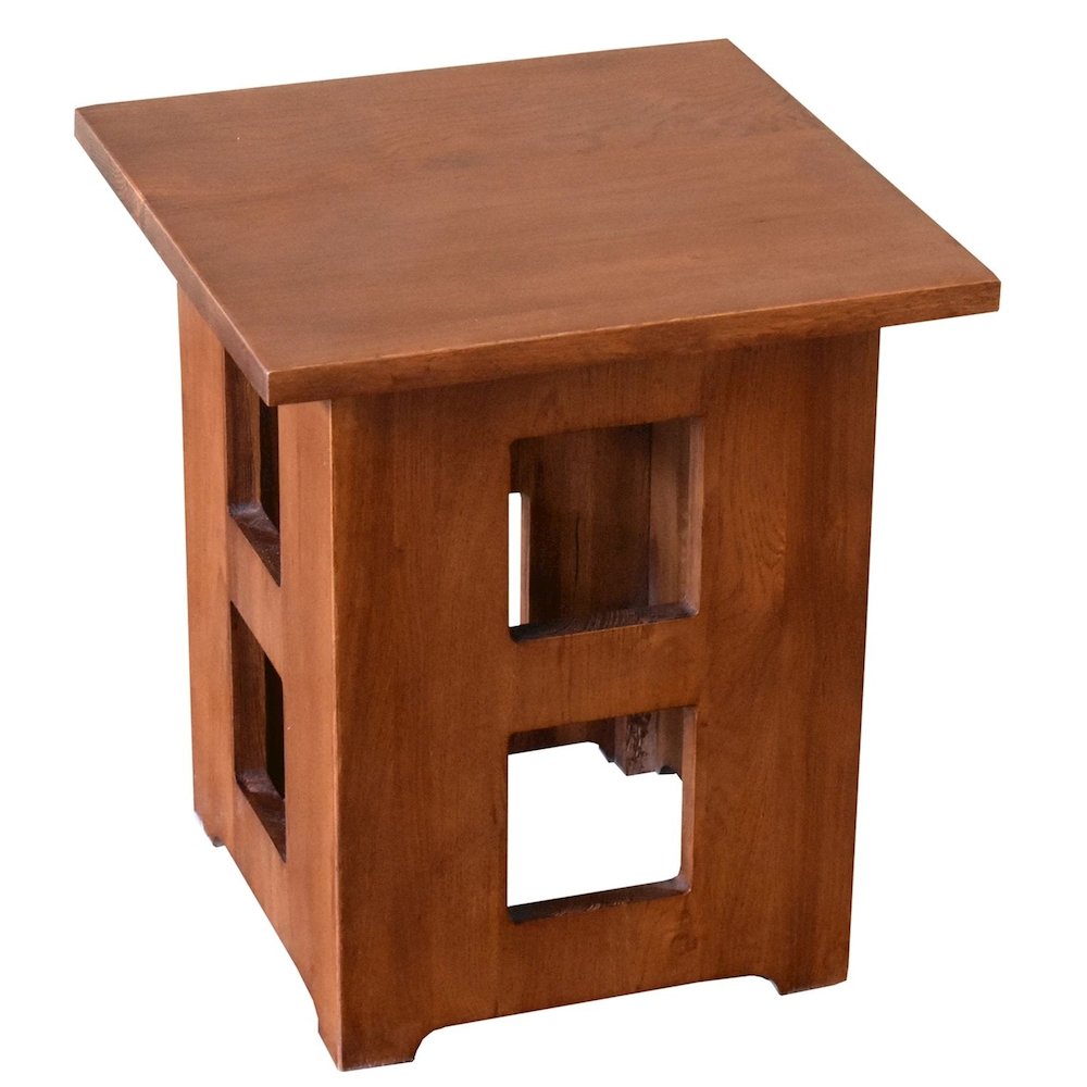 Mission Solid Oak Square End Table with Cut Outs - Michael's Cherry. Picture 2