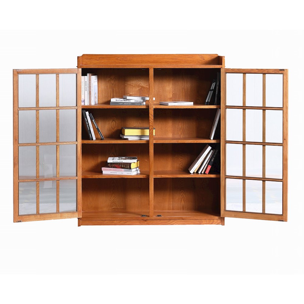 Mission Oak 2 Door Bookcase with Glass Doors - Michael's Cherry. Picture 6