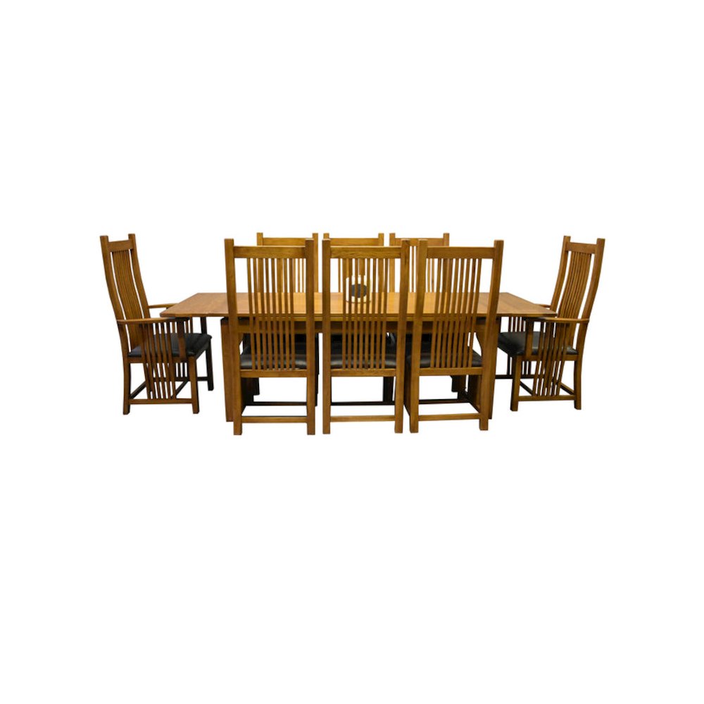 Mission Style Oak Stow Leaf Dining Table - Michael's Cherry. Picture 2