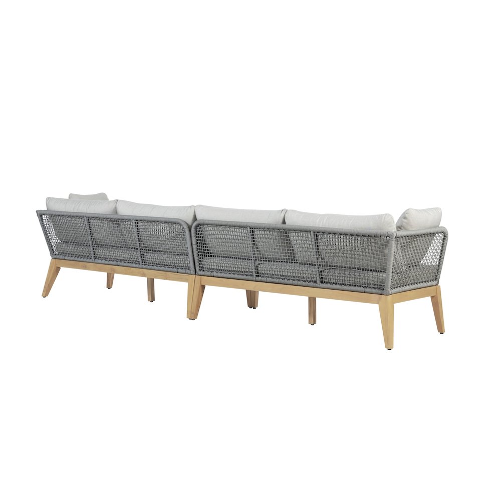 Cypress Teak Wood 128" Sofa with Gray Color Rope Design. Picture 3