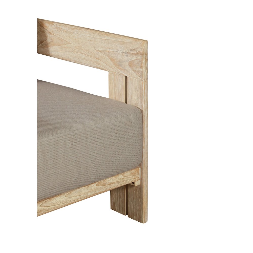 Paradiso Outdoor Solid Teak Wood Chair Natural Look - Gray Fabric. Picture 4