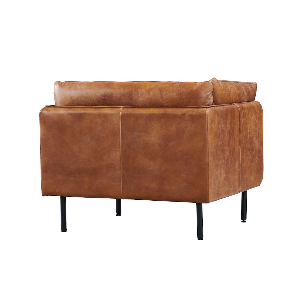 Venezia Industrial Modern Arm Chair - Light Brown Leather. Picture 3