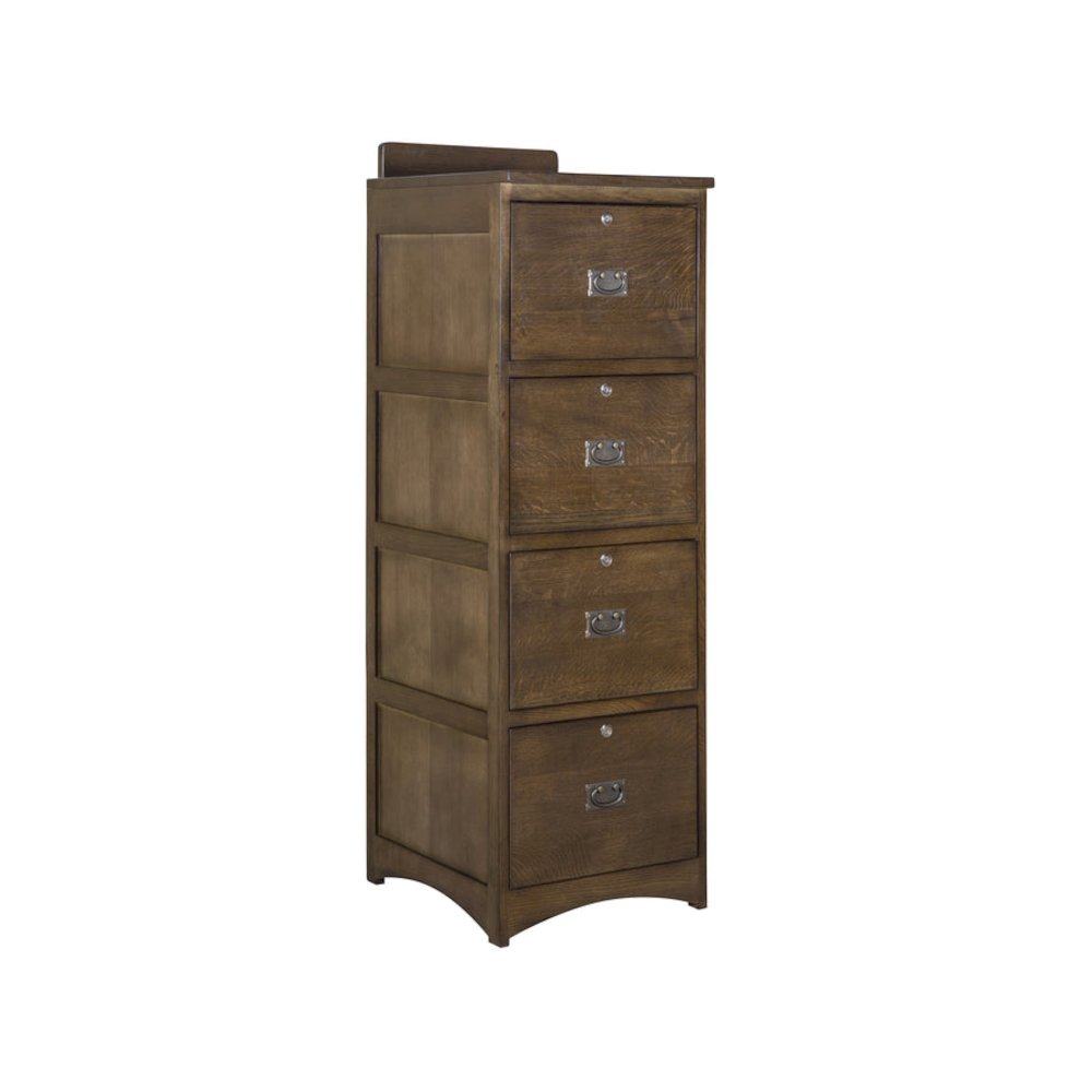 Mission Solid Oak 4 Drawer File Cabinet - Walnut. Picture 1