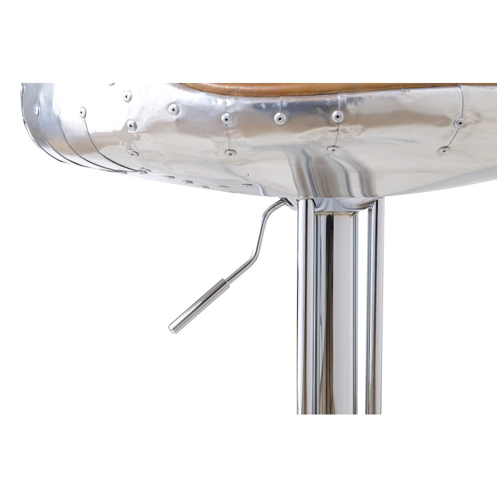 Aviator Adjustable Height Bar Stool - Leather & Metal. Picture 3