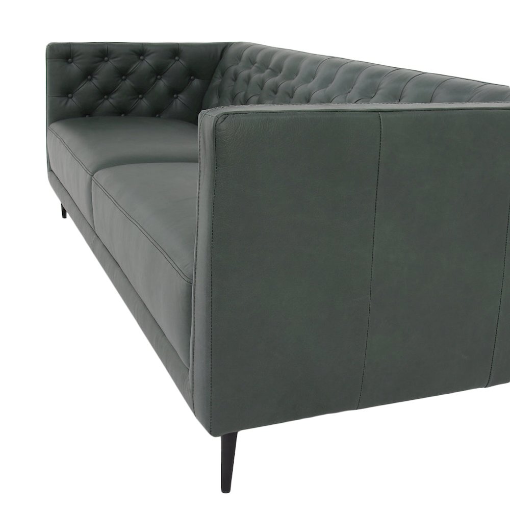 Lucius Top Grain Leather Sofa - Green. Picture 3