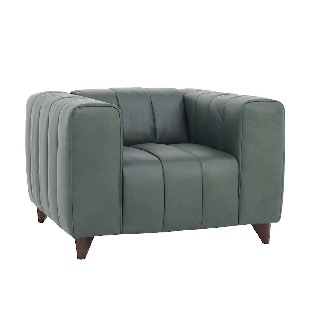 Octavia Top Grain Leather Arm Chair - Green. Picture 1